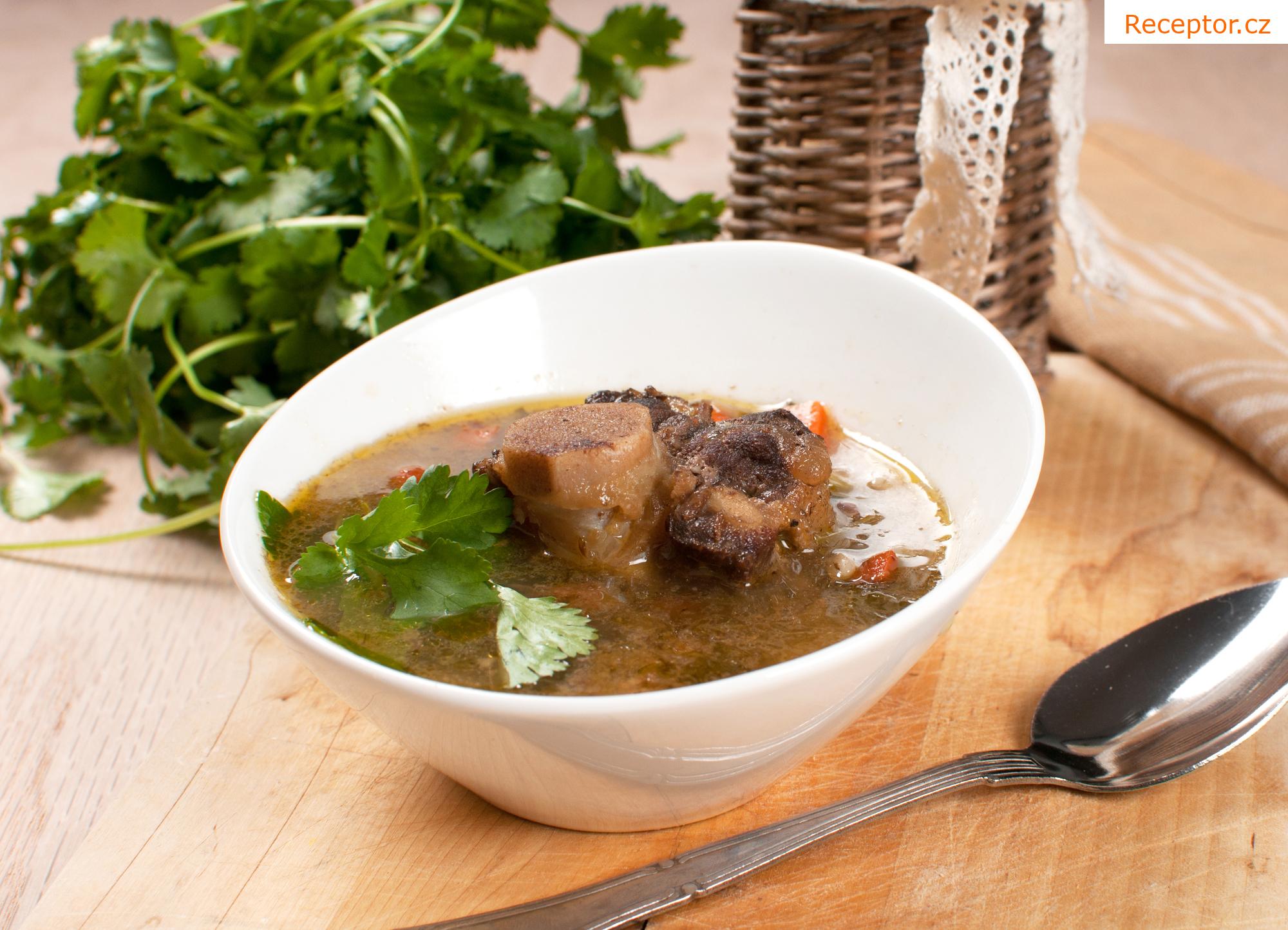 Polévka z vepřových kostí s kapáním