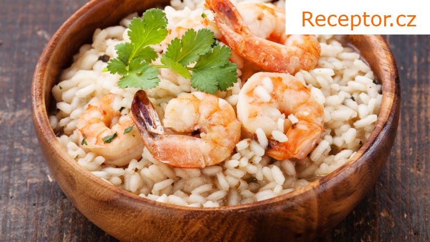 Špenátové rizoto s krevetami